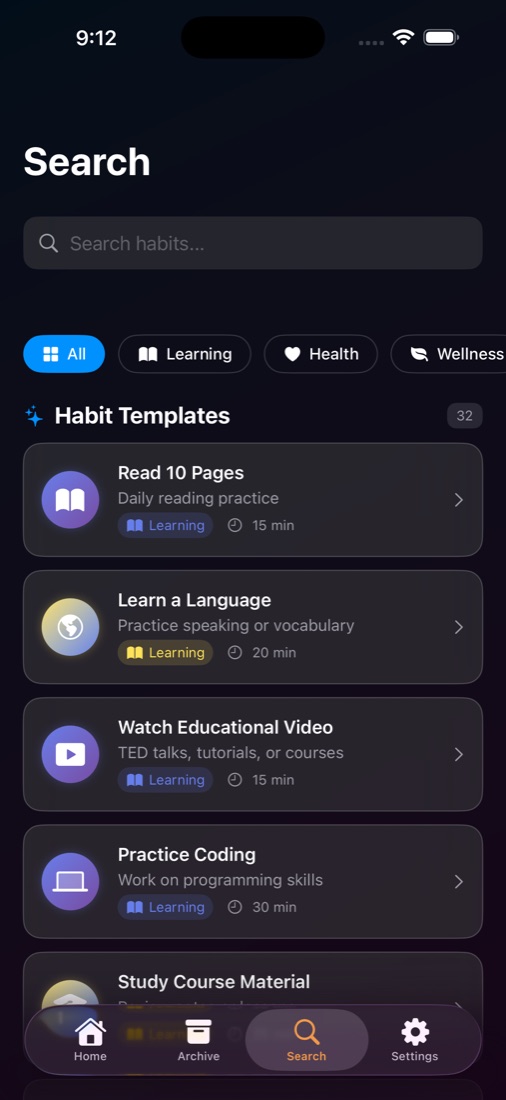 Micro-Habits — browsing habit templates